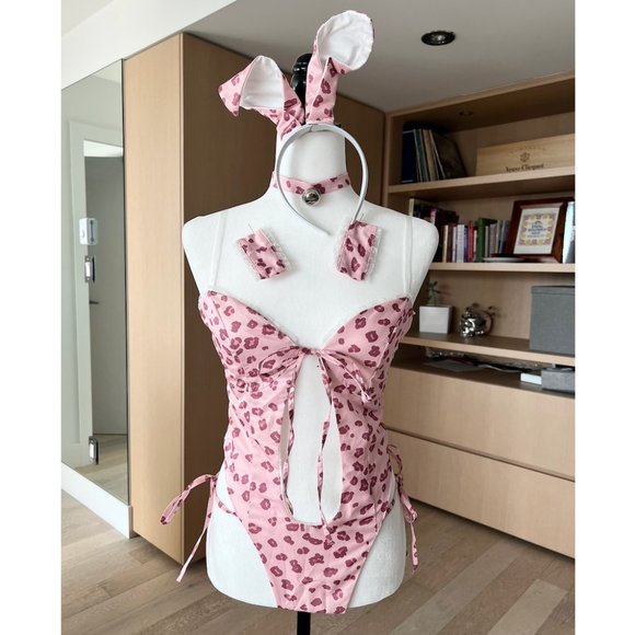 COSPLAY Other - NWOT💕5 PC SET💕Bunny Cosplay Bodysuit | O/S | Pink Leopard
